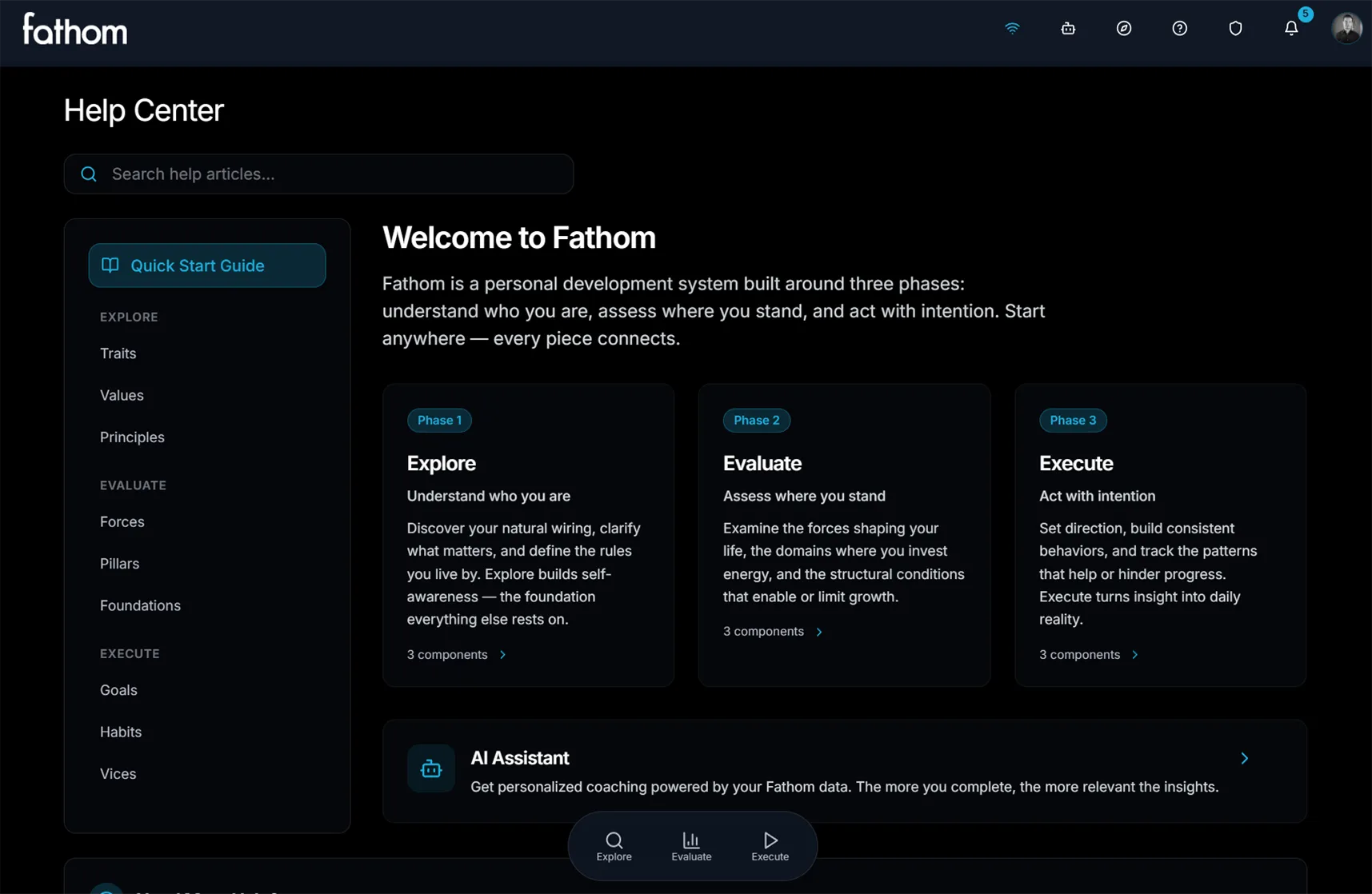 Fathom Get Guided Support view